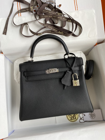 H**mes Kelly Silver-tone Hardware 25 28