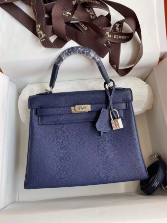 H**mes Kelly Silver-tone Hardware 25 28