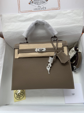 H**mes Kelly Silver-tone Hardware 25 28