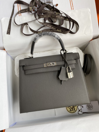 H**mes Kelly Silver-tone Hardware 25 28