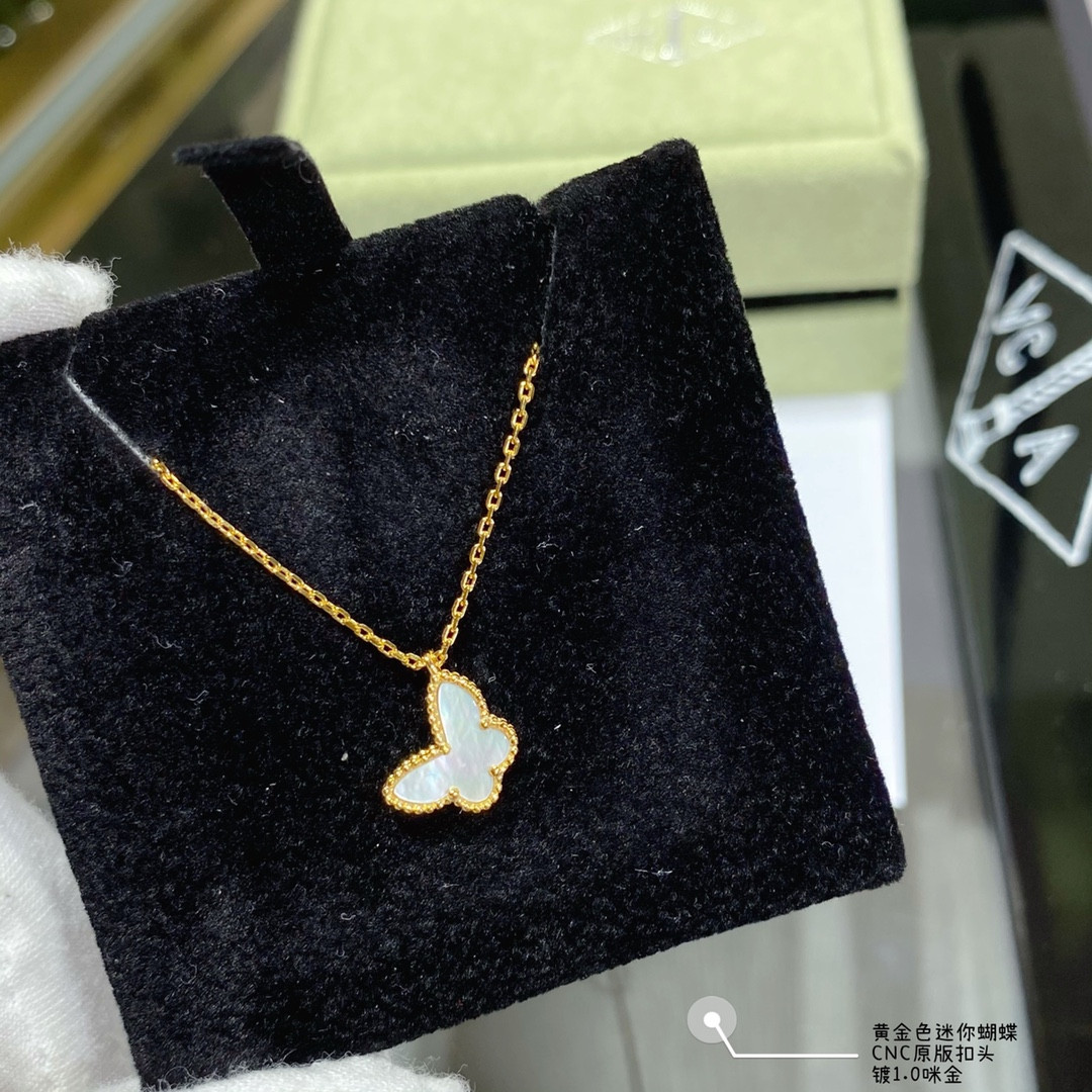 v*n cl*f & arpels preM1vm white fritillary mini butterfly necklace