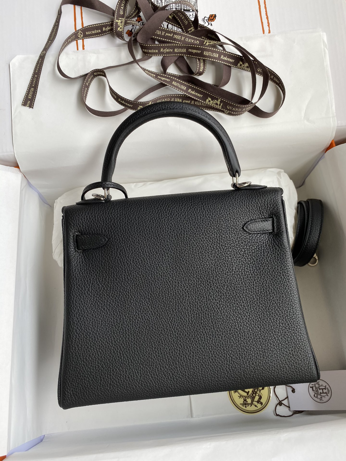 H**mes Kelly Silver-tone Hardware 25 28