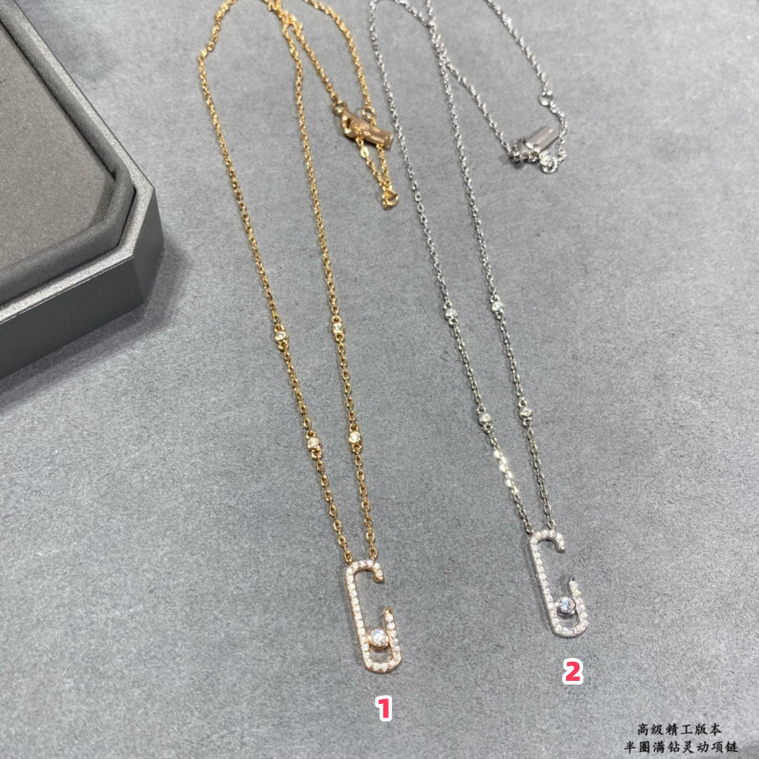 Mes1kaa semi-hoop full di*m*nd moving necklace