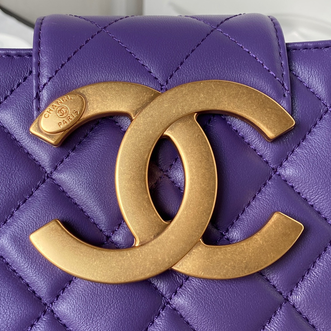 Ch*el baguette bag purple 17.5×20×5cm