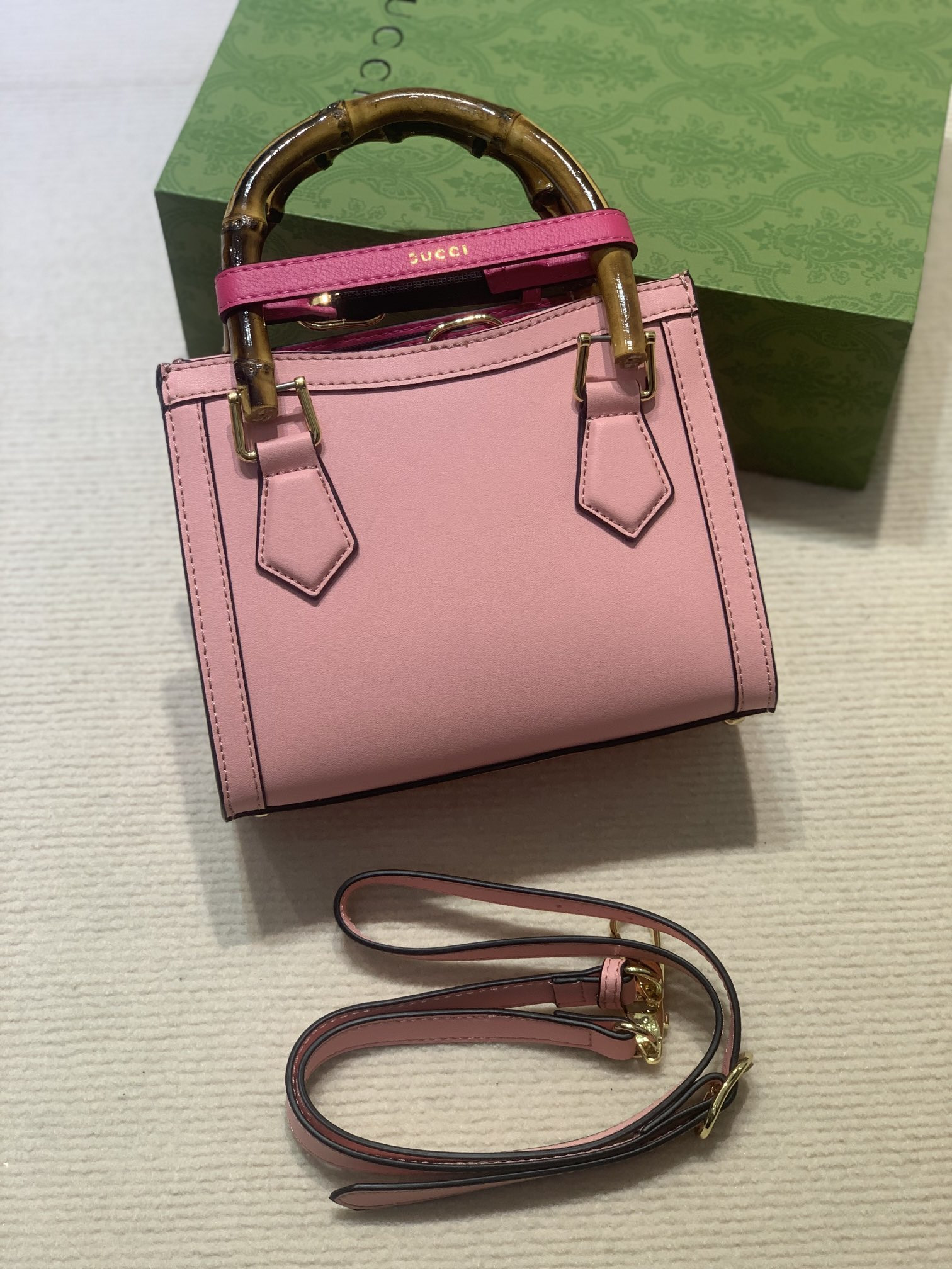 G*u*i diana mini tote bag pink 20w x 16h x 10d cm