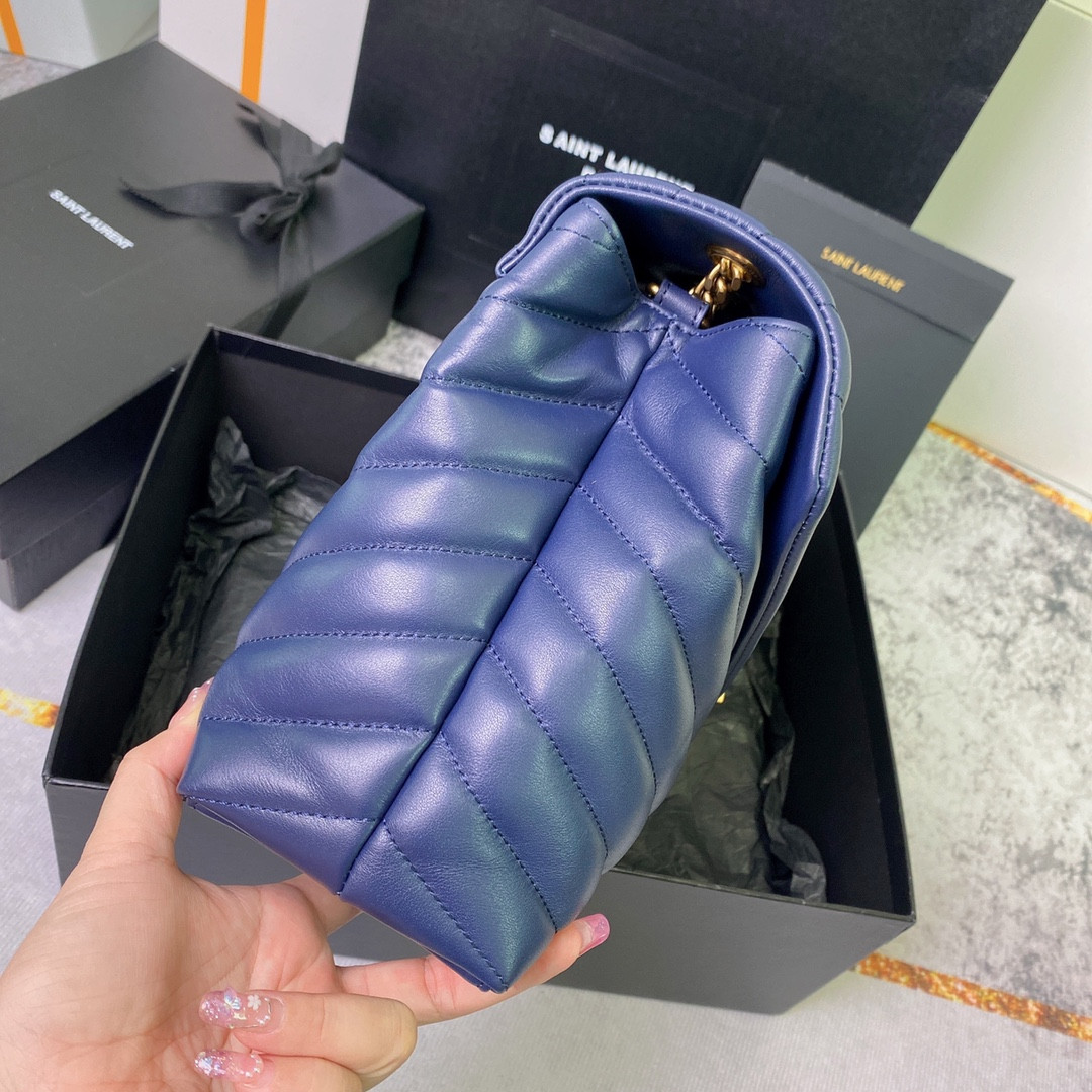 Y*L loulou medium in quilted leather purple 12.5 x 8.6 x 3.5 inches