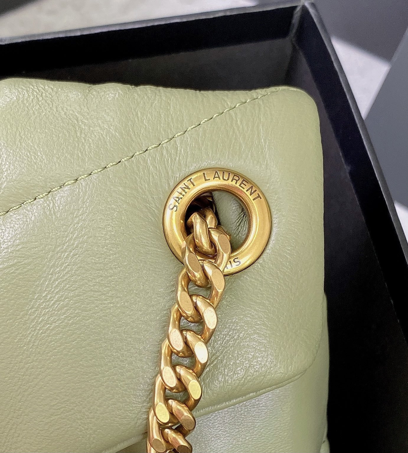 Y*L puffer small in nappa leather green 11.4 x 6.6 x 4.3 inches