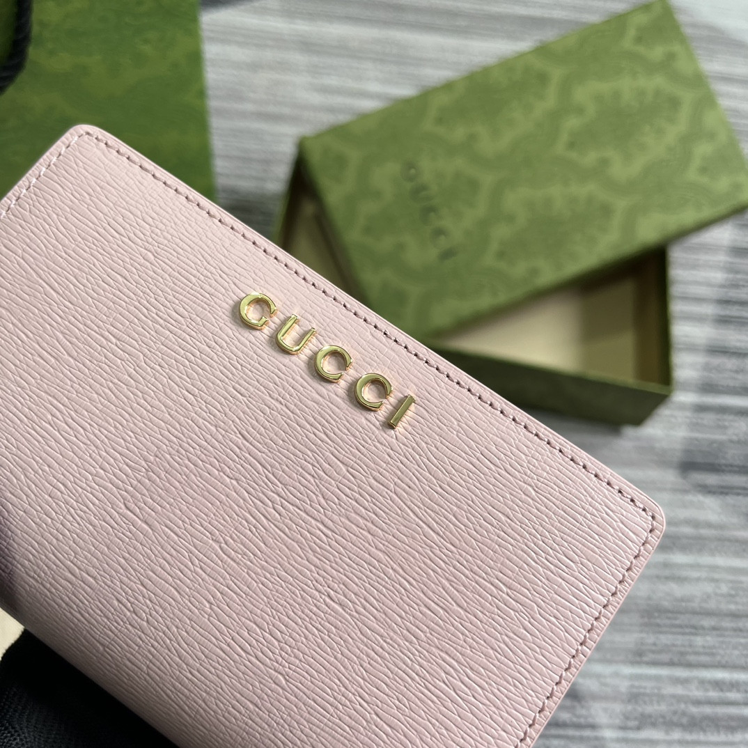 G*u*i script zip-around wallet pink 14 x 18.5 x 3cm