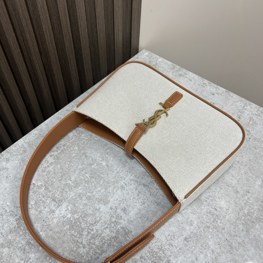 y*l le 5 À 7 in canvas and leather grege and bR1ck 9 x 6.3 x 2.5 inches