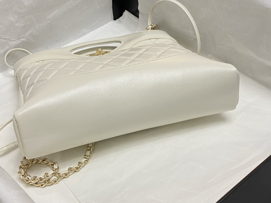 Ch*el mini shopping bag shiny lambskin & gold-tone metal 22x23x5.5cm