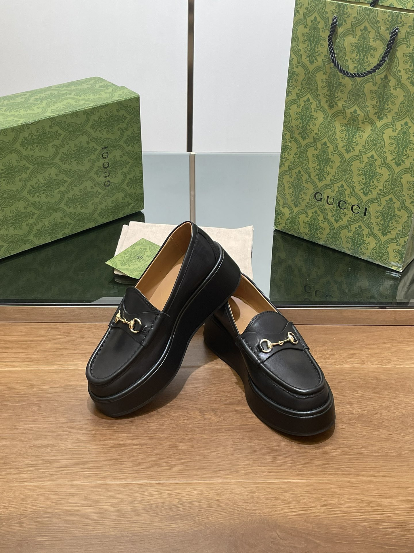 ua G*u*i horsebit wedge loafer