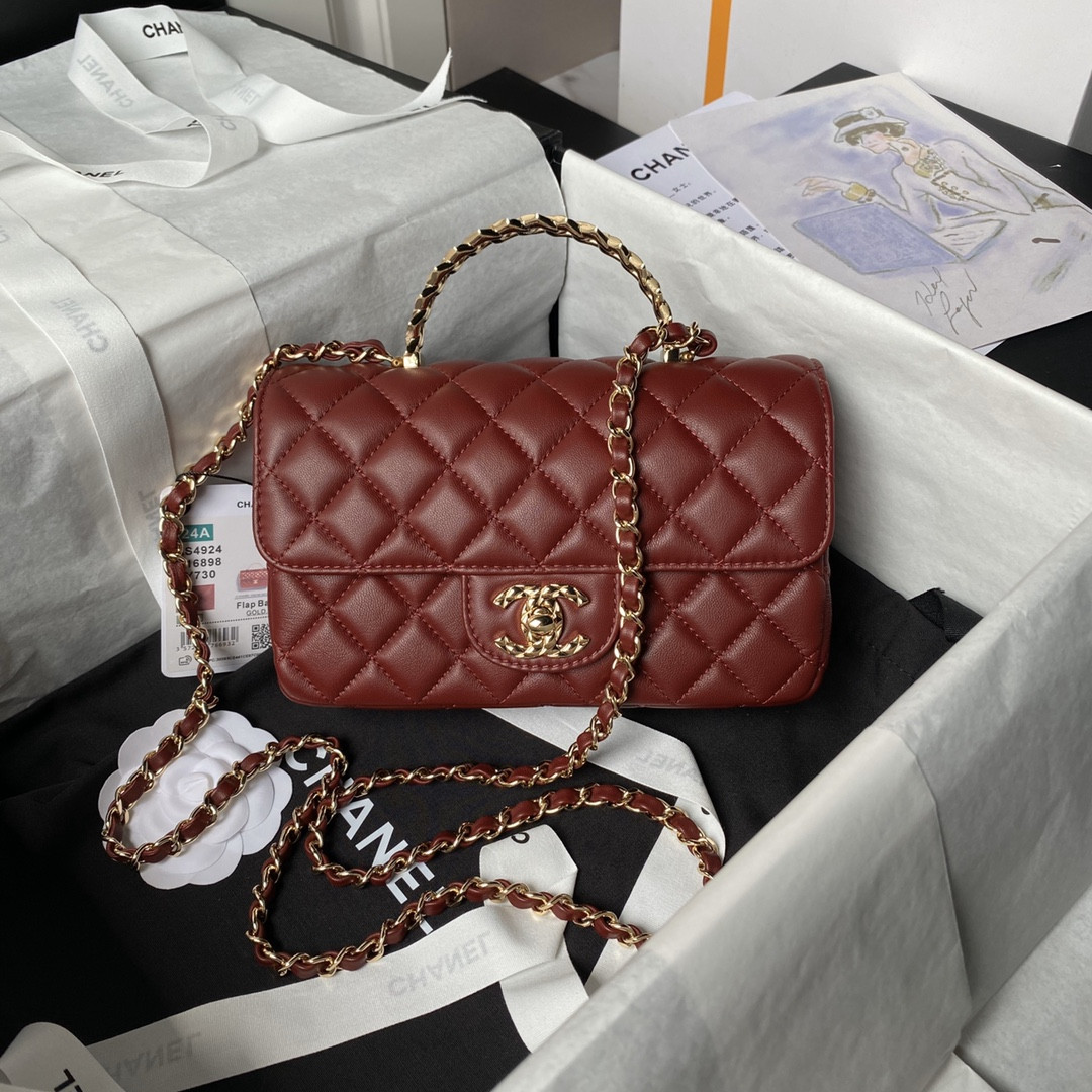 Ch*el 24a mini classic handbag 12 × 20 × 6 cm