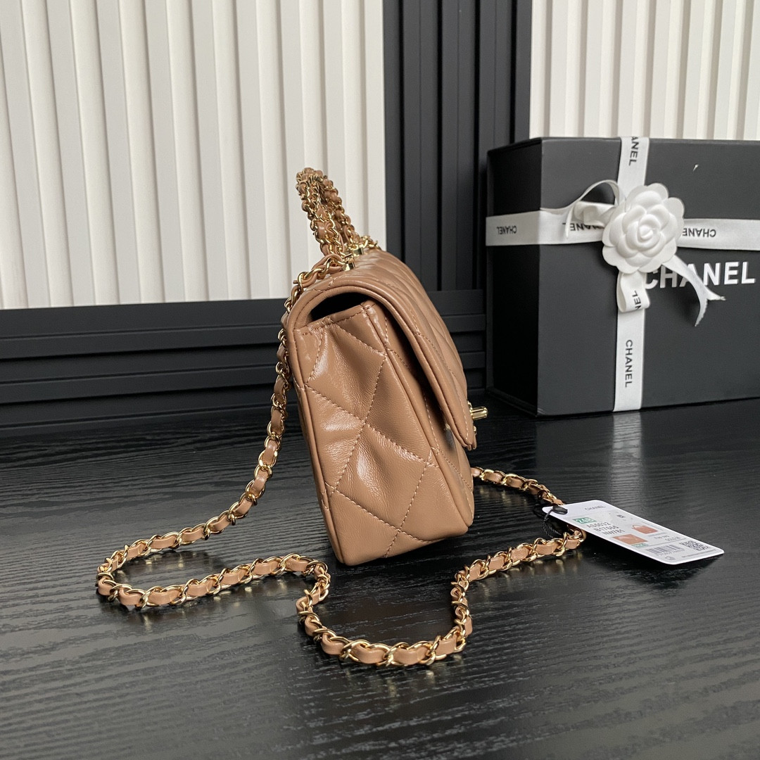 Ch*el mini flap bag with top handle 14×19×8.5cm