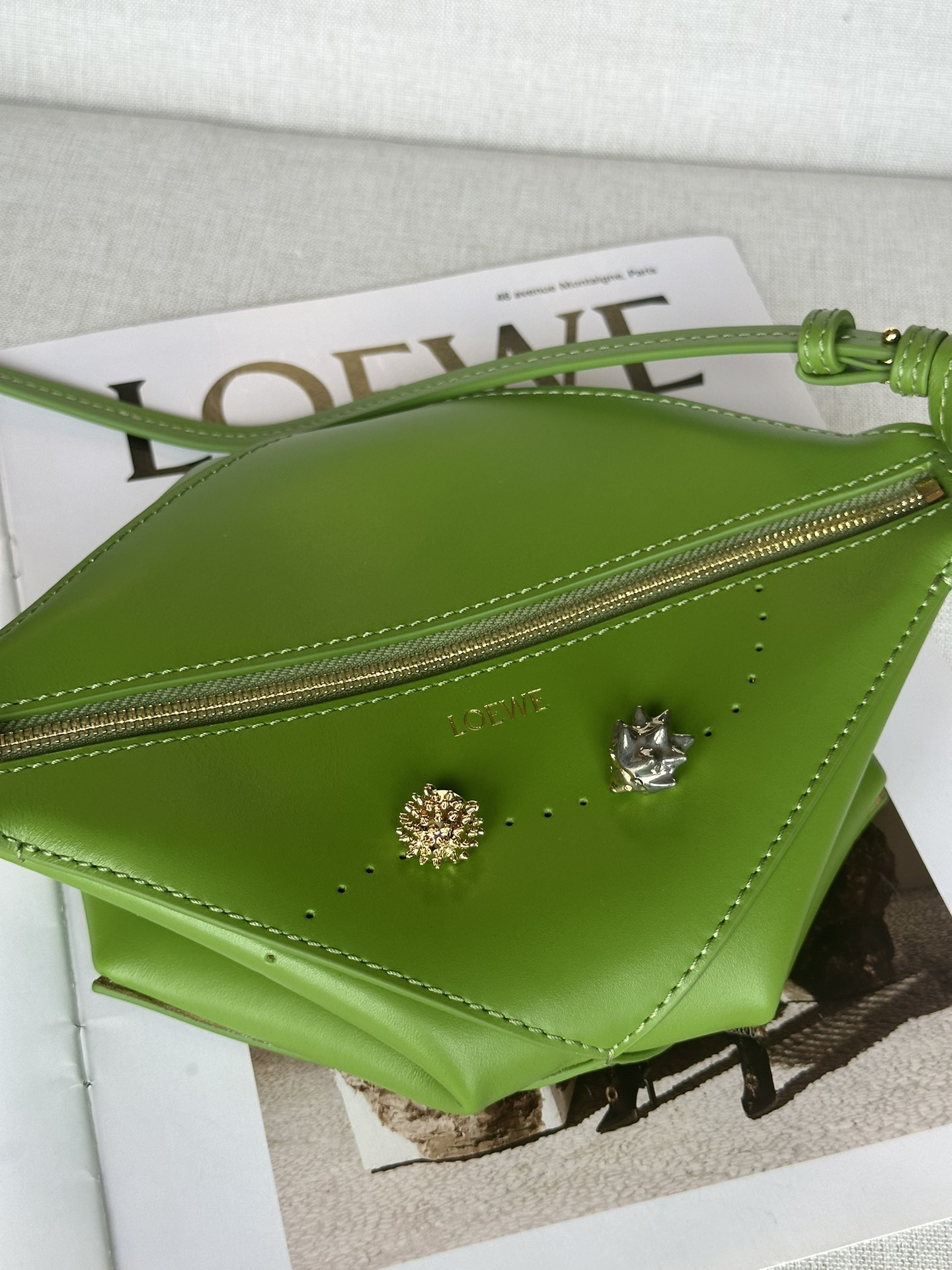 L0ew* puzzle fold pouch in shiny nappa calfskin 23x6.5x15.5cm