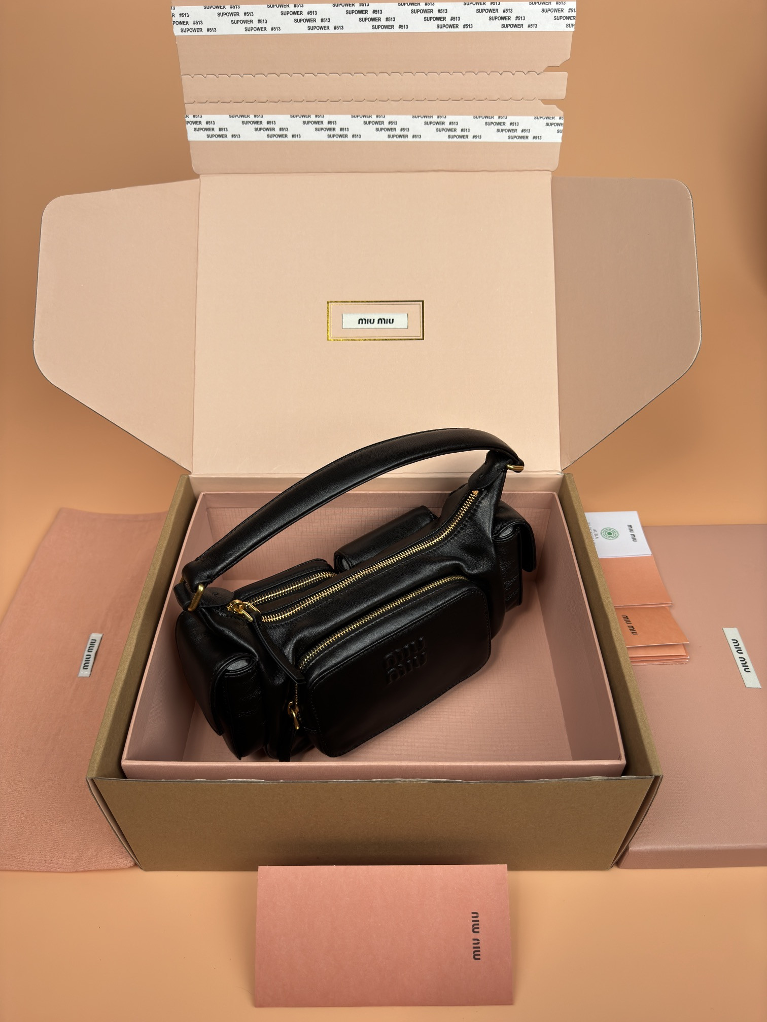 M1v M1v hobo nappa leather pocket bag 12x21x6cm