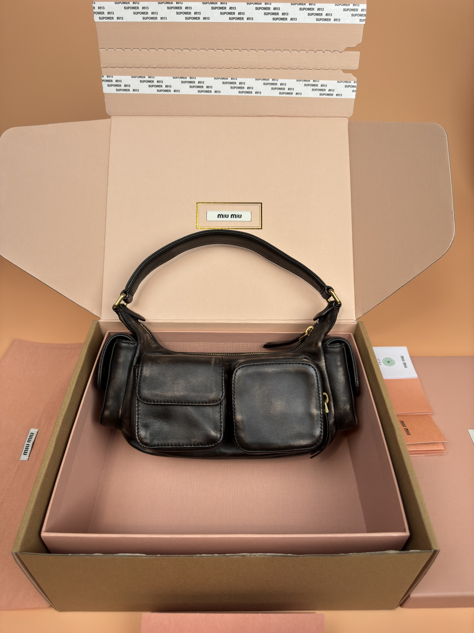 M1v M1v hobo nappa leather pocket bag 12x21x6cm