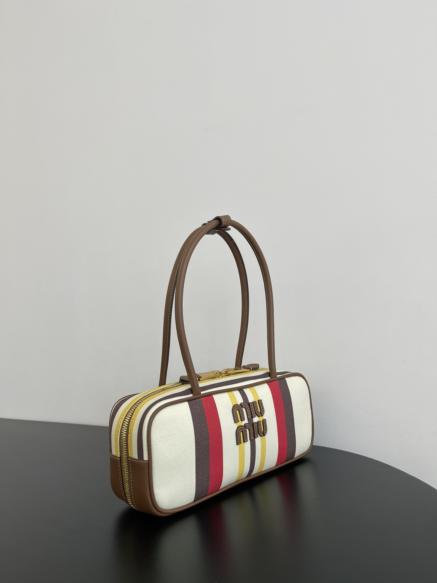 M1v M1v beau canvas and leather bag 11.5x28x8cm