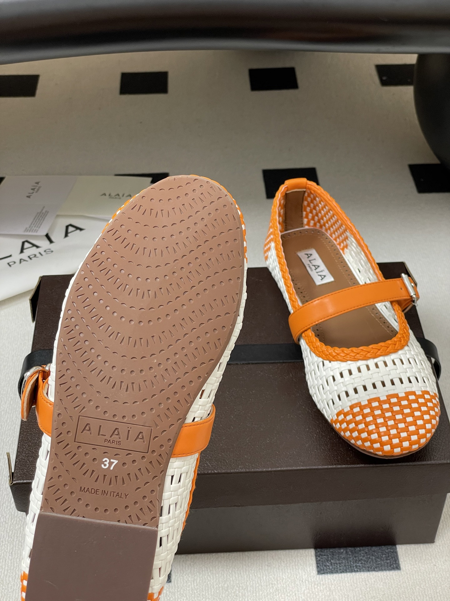 ua alaïa hollow woven mary jane flats(cusT0mized size 7-10 days production time)