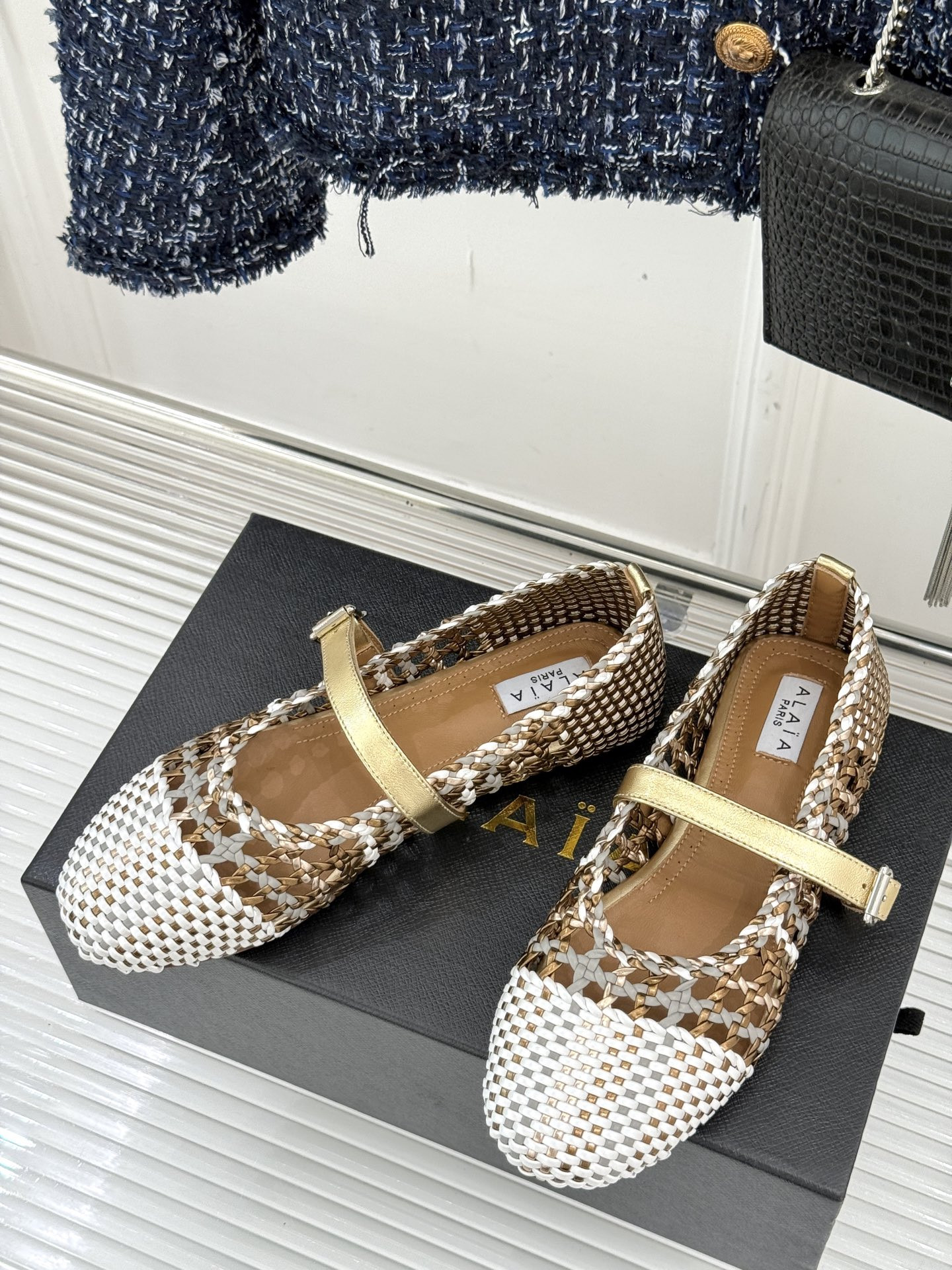 ua alaïa hollow woven mary jane flats(cusT0mized size 7-10 days production time)