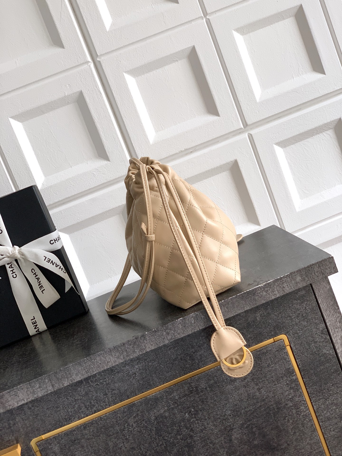 Ch**el clutch with leather strap ap5227 17x22x8cm