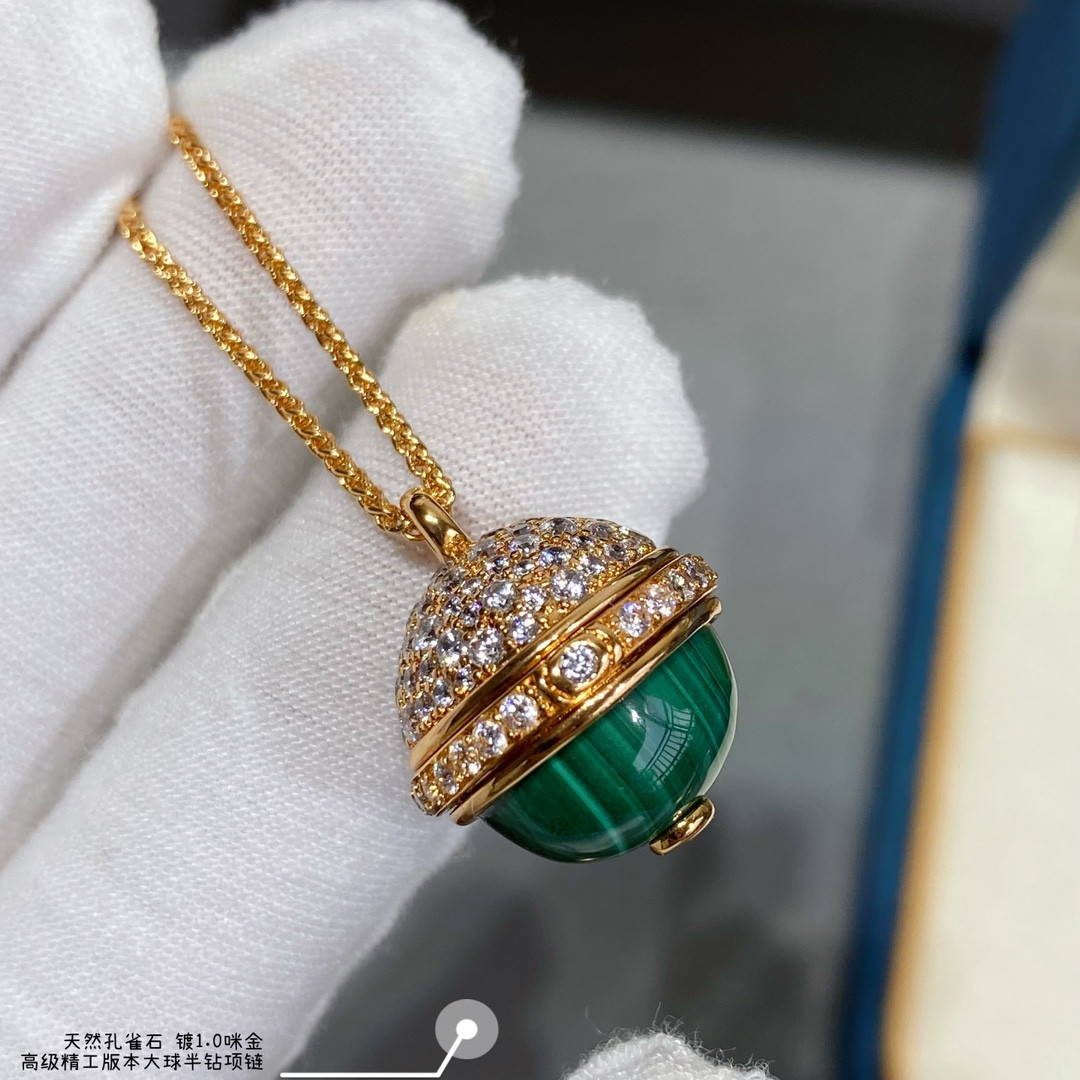 Piaget half-D1am0nd natural malachite large ball Necklace