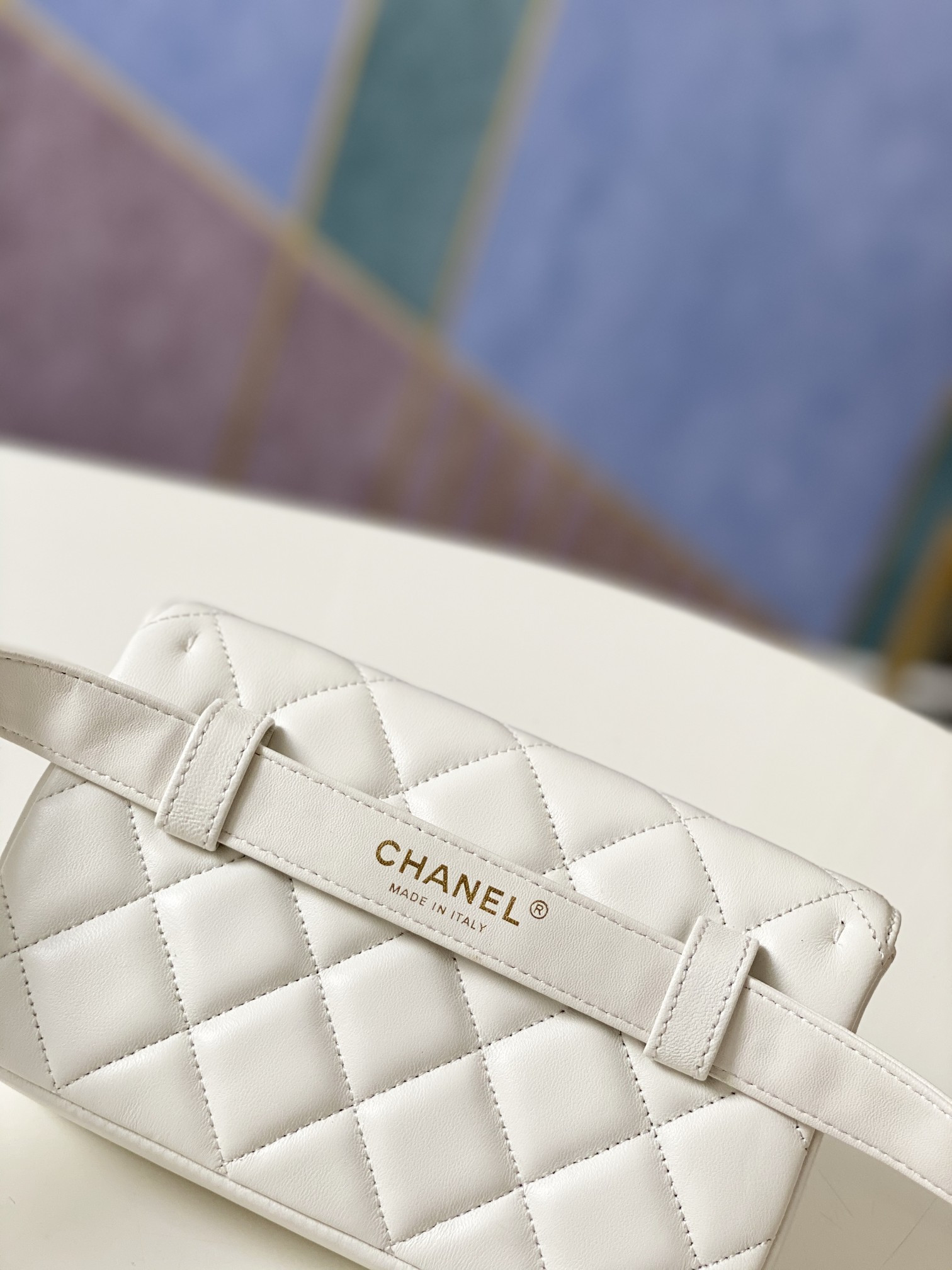 Ch**el quilted waist bag 18x12x3.5cm