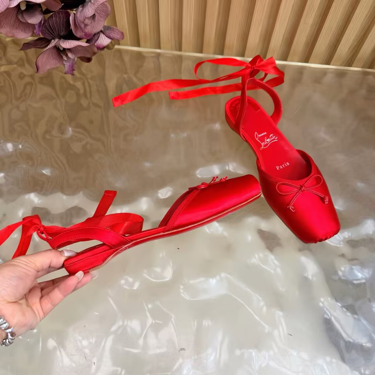 ua Chr1st1an louboutin cassia lace up ballerina