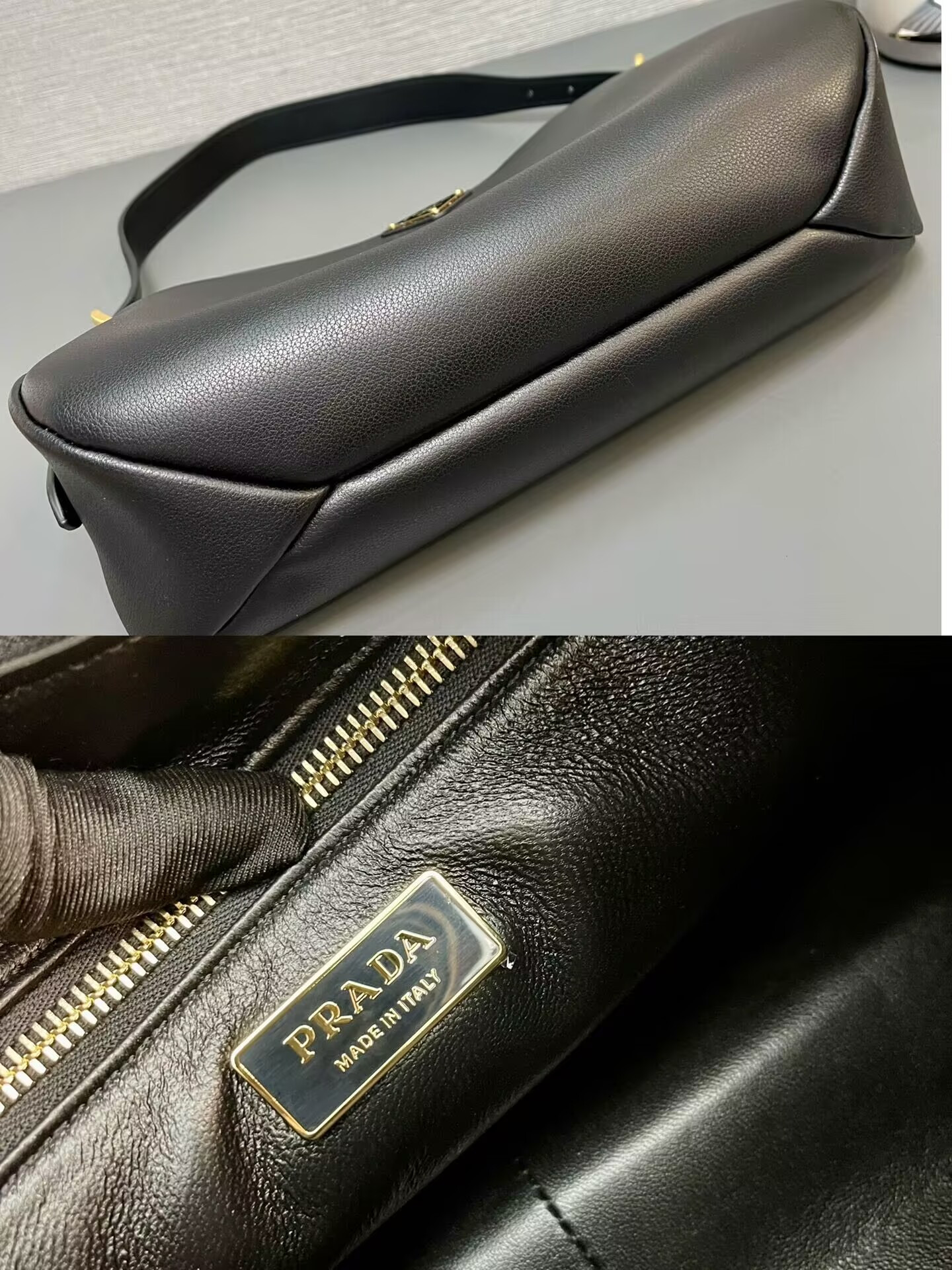 Pra*a Aimée leather shoulder bag 31x18x10cm