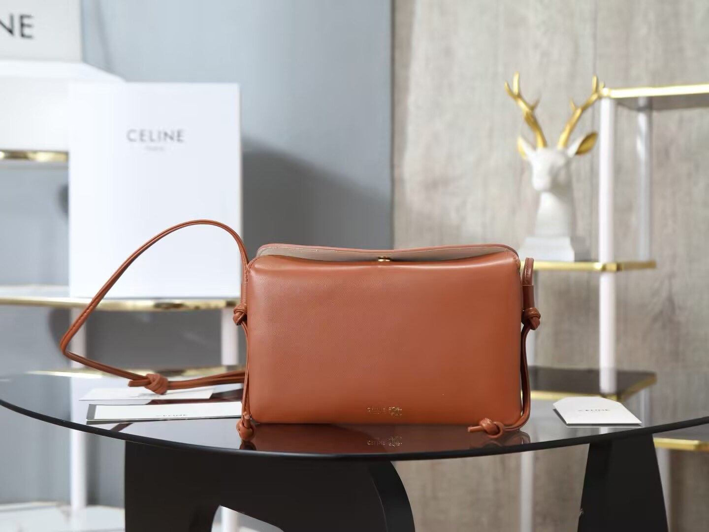 Ce1i*e trio flap in smooth lambskin 22.5x13x3.5cm