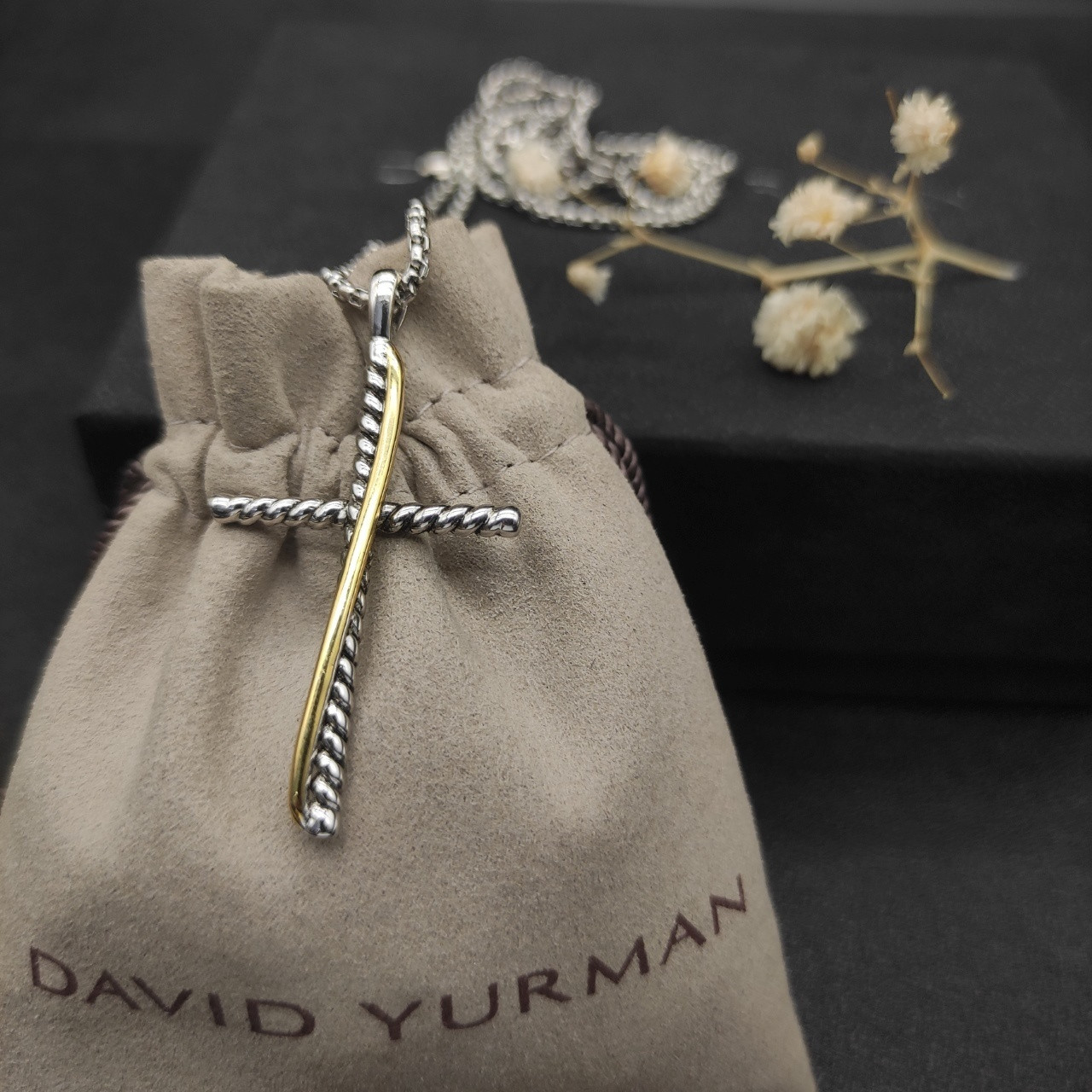 dau1d Yvrm*n cross necklace(chain length 45+5cm delay chain chain thickness 2mm)