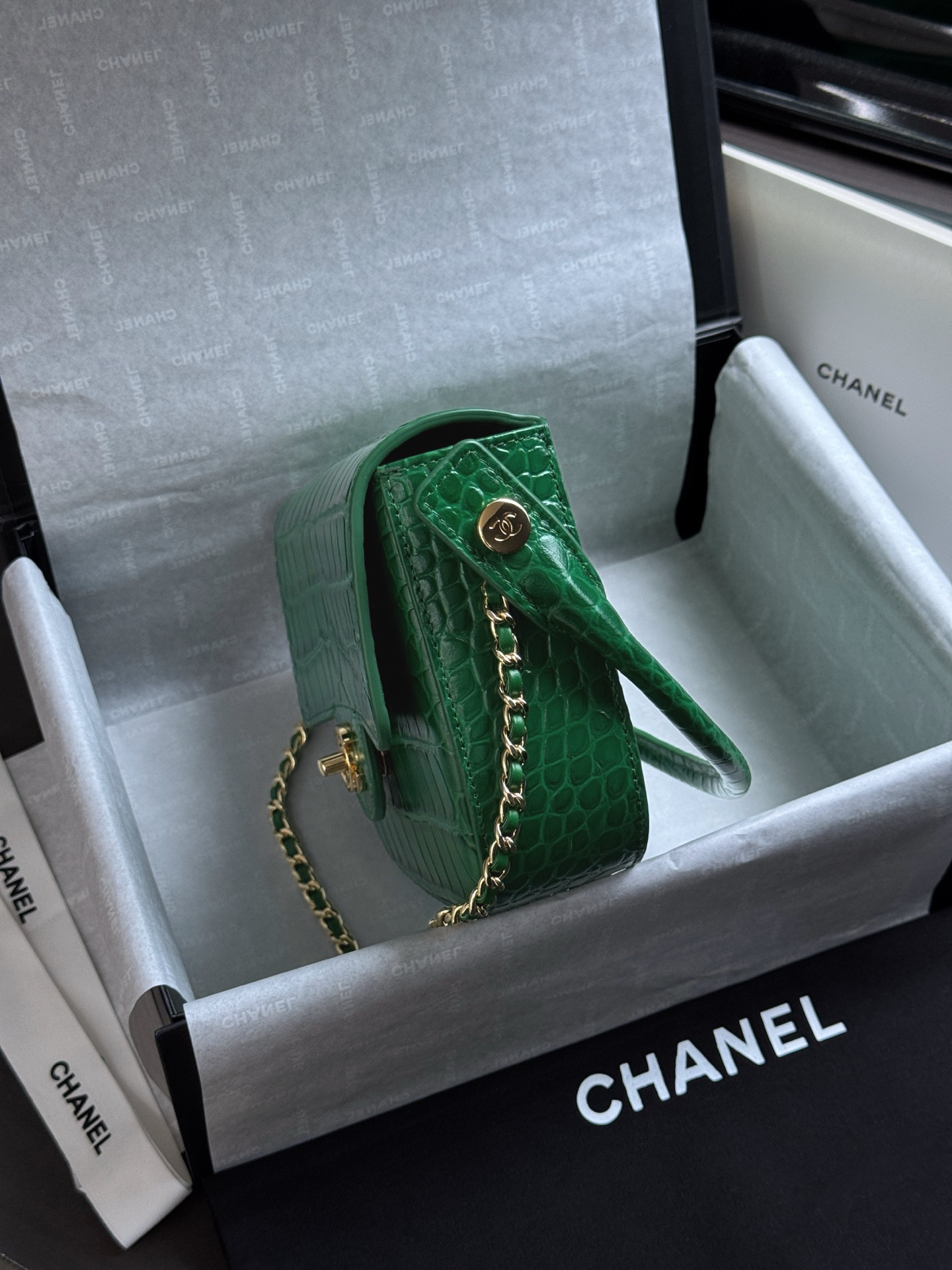 Ch**el mini flap bag with handle as6424 14.5x19.5x5cm