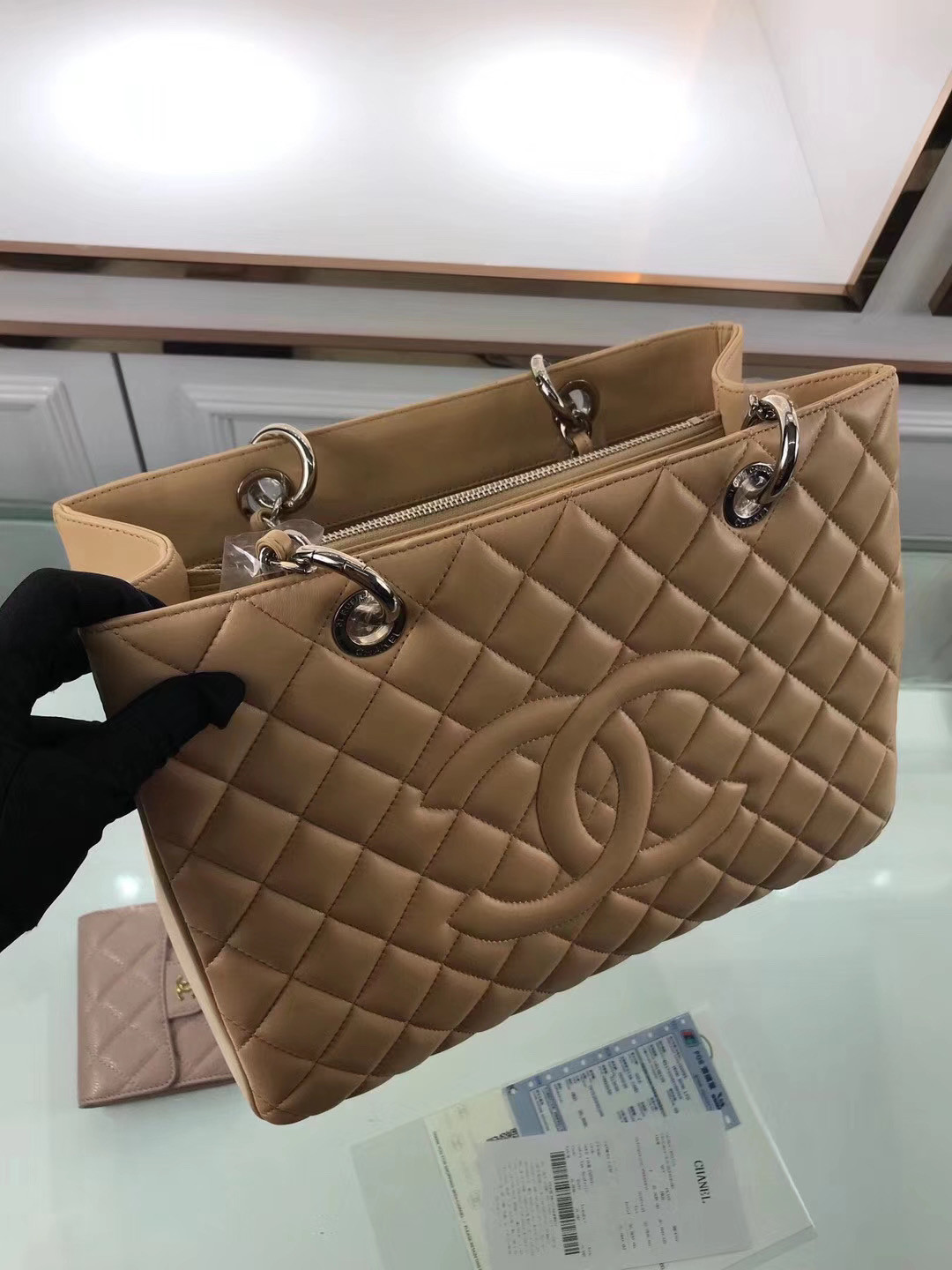 Ch**el GST lambskin leather silver hardware