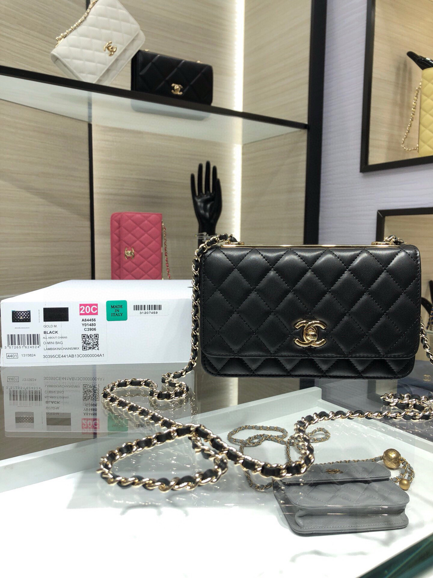 Ch**el woc trendy cc wallet on chain 19x12x3.5cm