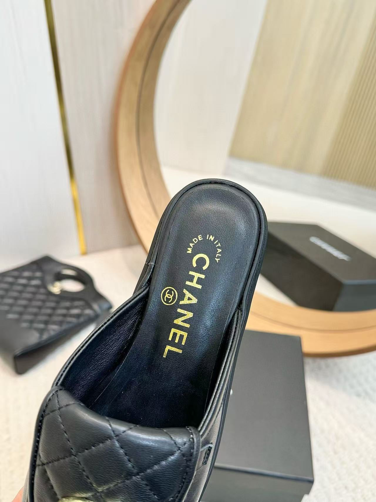 UA Ch**el Slides Leather Flats