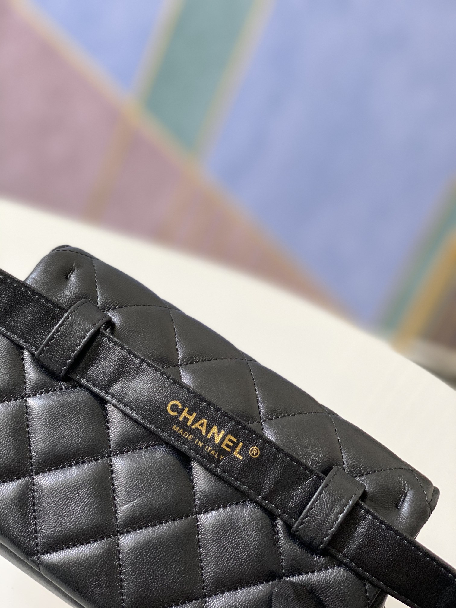 Ch**el quilted waist bag 18x12x3.5cm