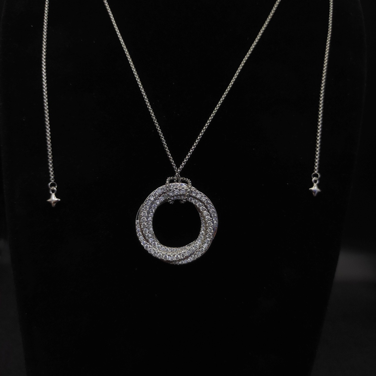 dau1d Yvrm*n 30mm round with full d1am0nds necklace(chain length 90cm chain thickness 1.5mm)