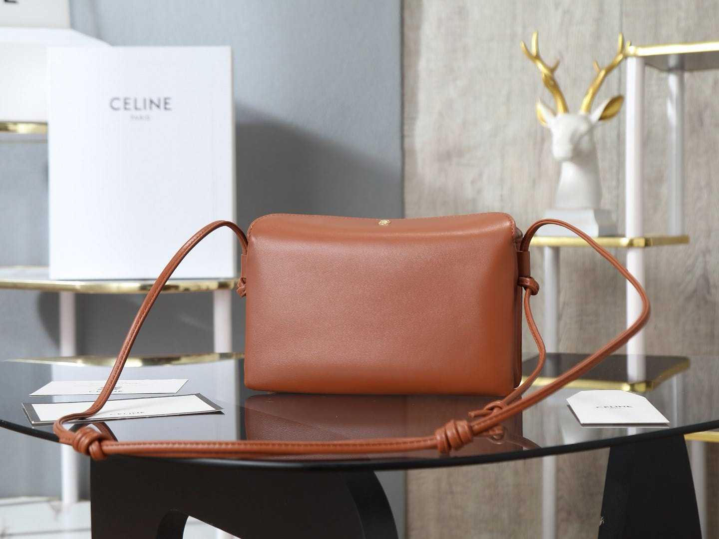 Ce1i*e trio flap in smooth lambskin 22.5x13x3.5cm