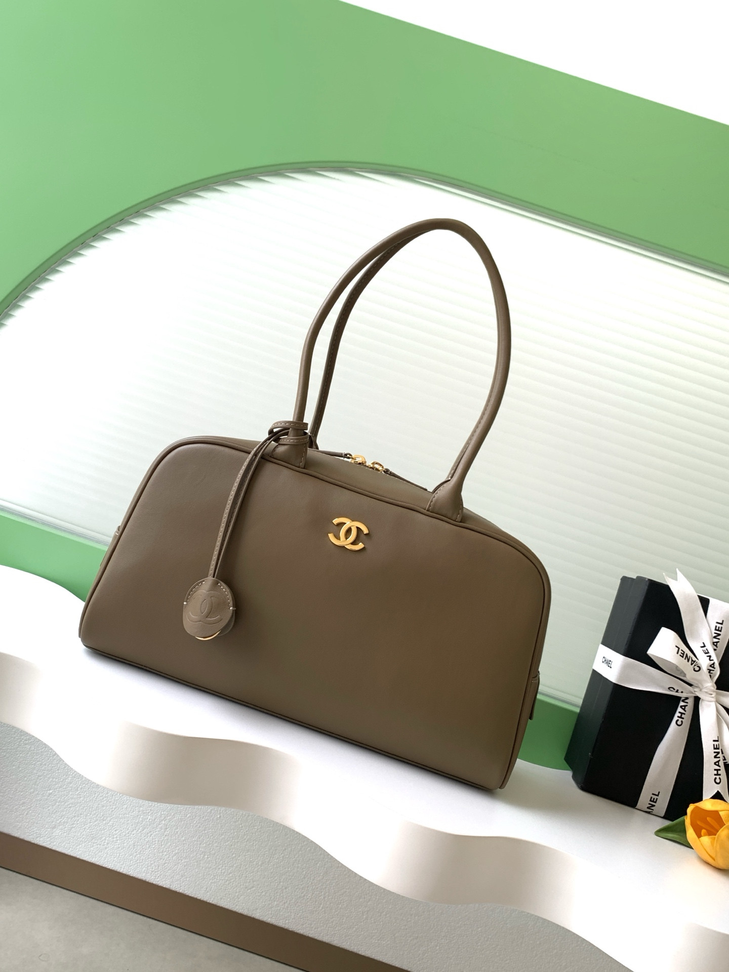 Ch**el large bowling bag as6211 19x35.5x12.5cm