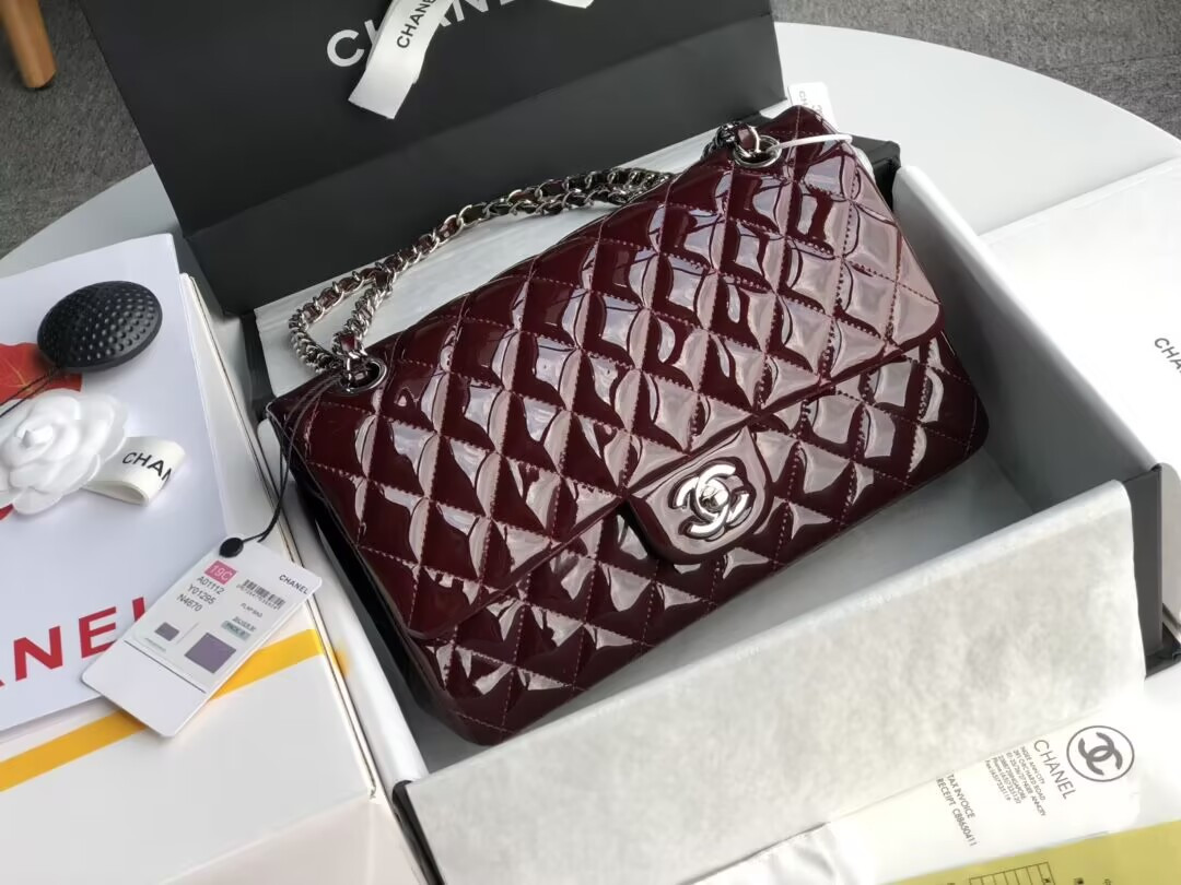 Ch**el  Classic Flap Bag Burgundy 25cm
