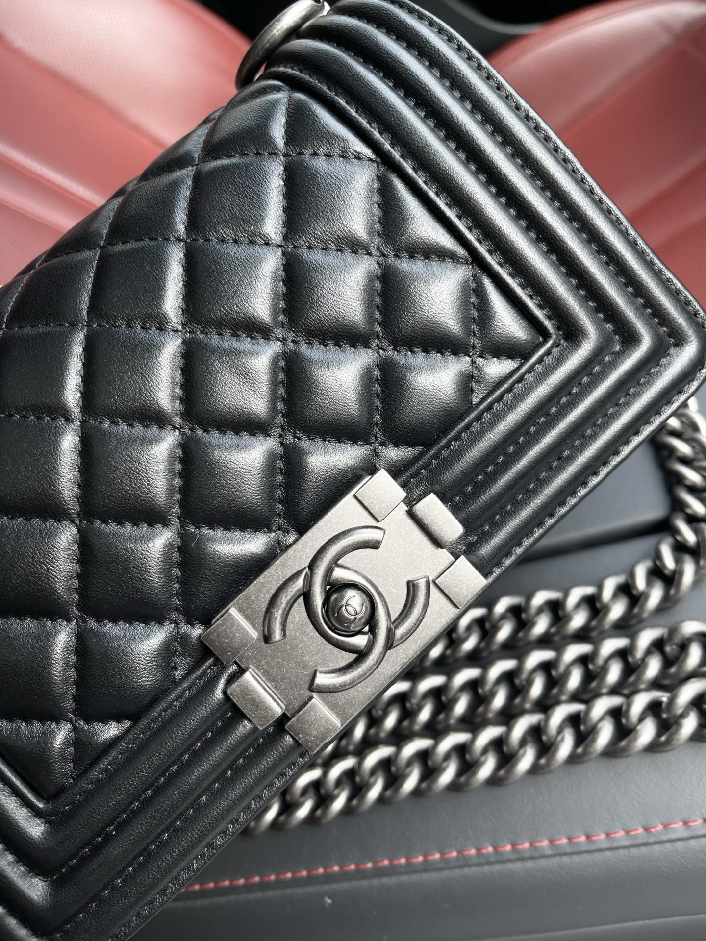 Ch**el small boy handbag a67085 12x20.5x8.5cm