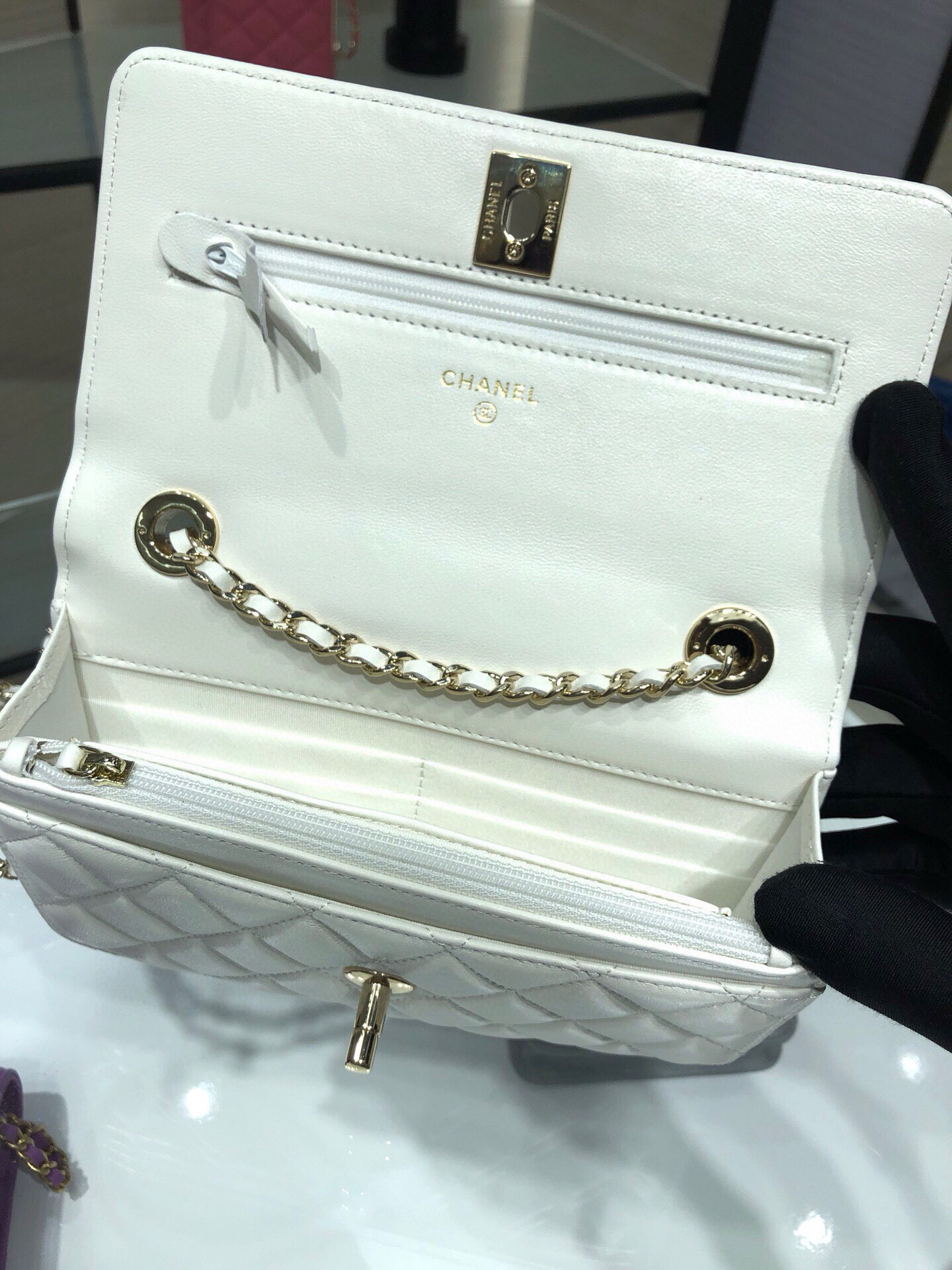 Ch**el woc trendy cc wallet on chain 19x12x3.5cm
