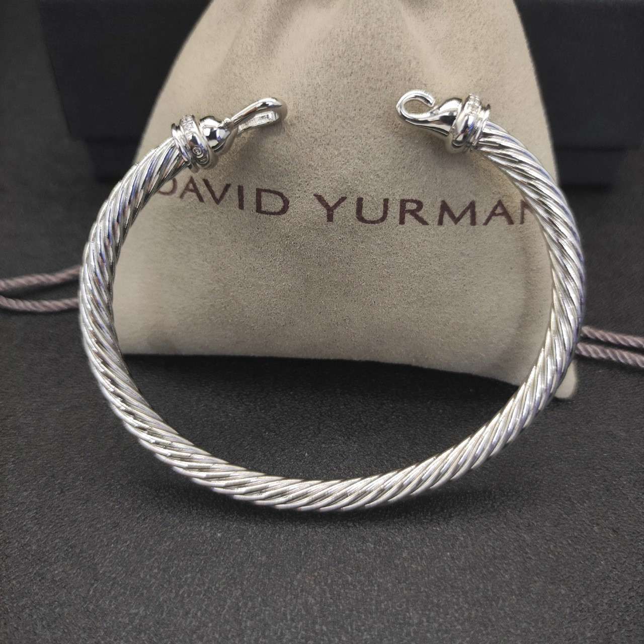 dau1d Yvrm*n 5mm silver hook with d1am0nds bracelet(wrist circumference 15-19cm)