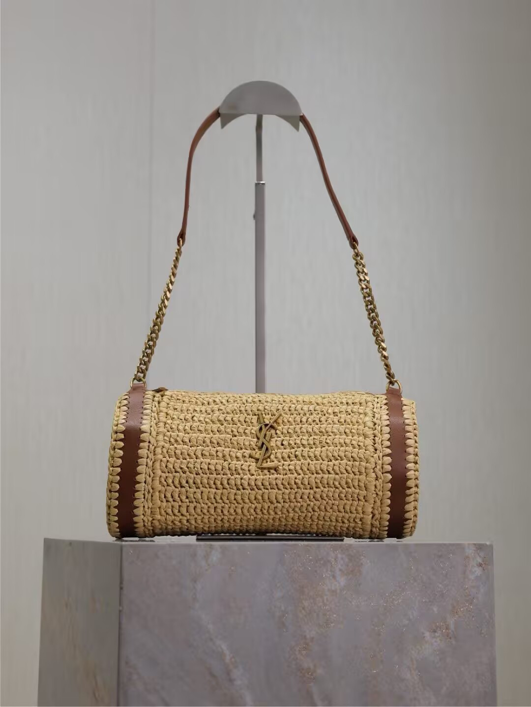 Y51 cassandre small cylindrical woven bag 30x12x10cm