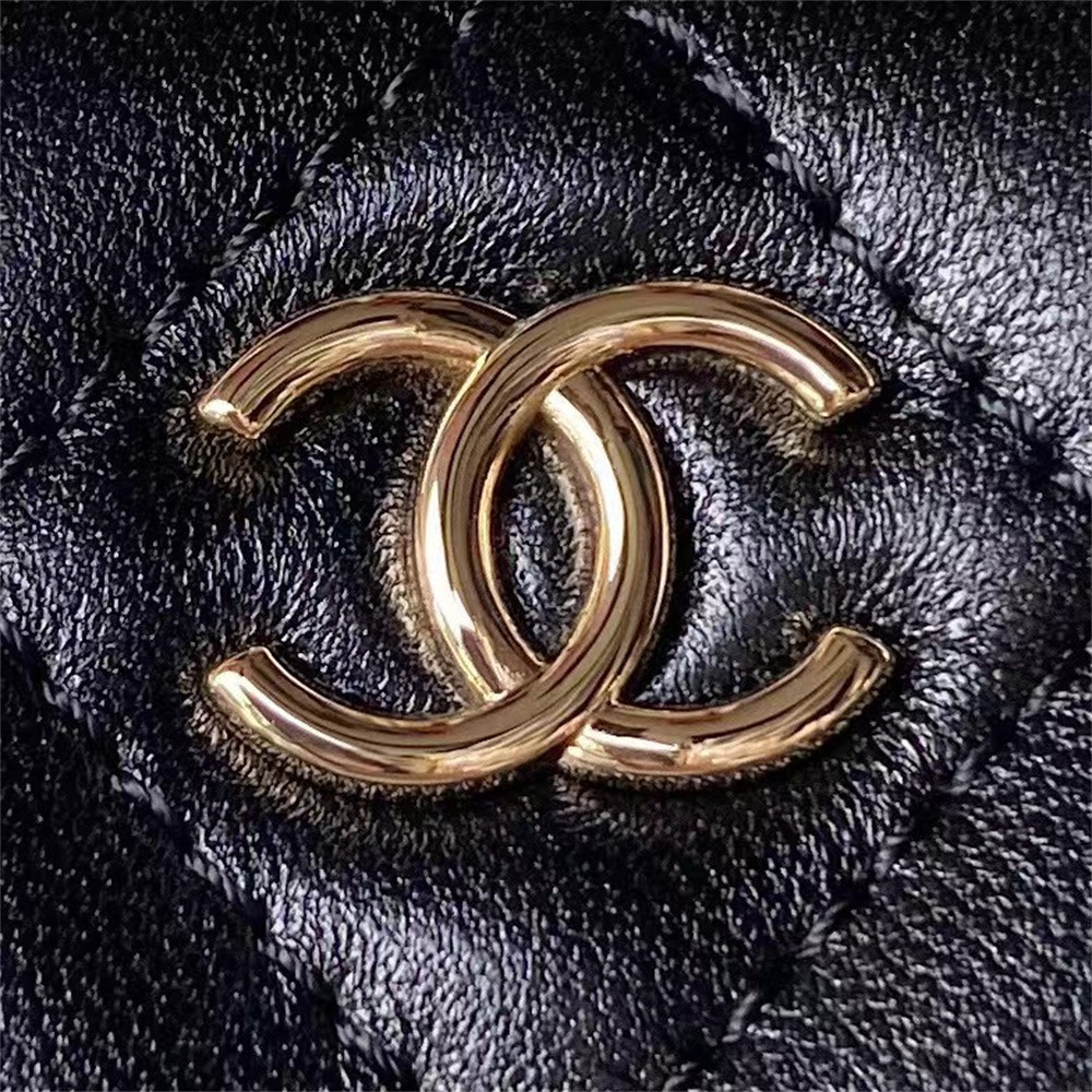 Ch**el Walnut Gold Ball Chain with Makeup Mirror Lamb Leather Square Box Shoulder Bag Women