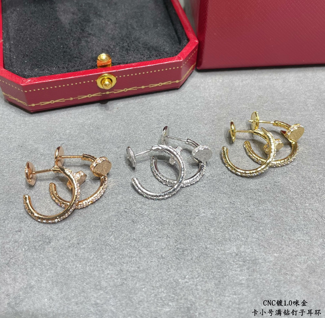 Ca*t1er Fully D1am0nd-encrusted small nail Earrings