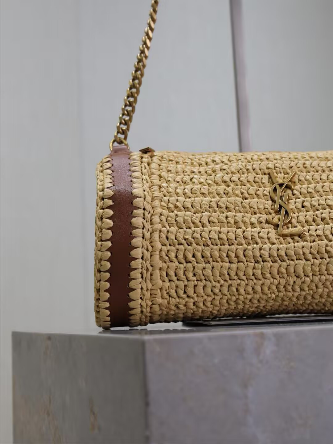 Y51 cassandre small cylindrical woven bag 30x12x10cm