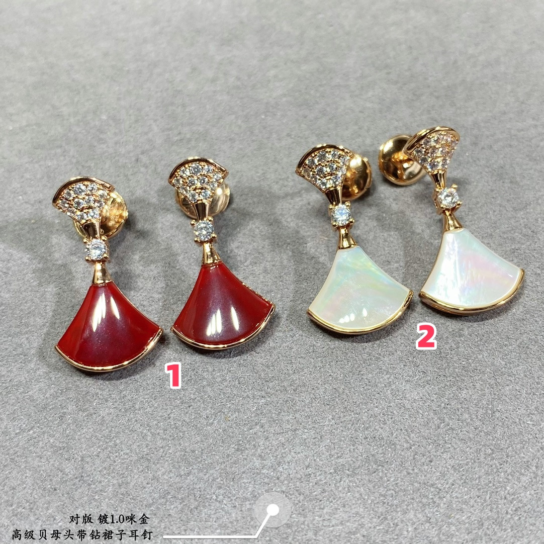 Bv1g*ai Headband D1am0nd Scalloped Skirt Earrings