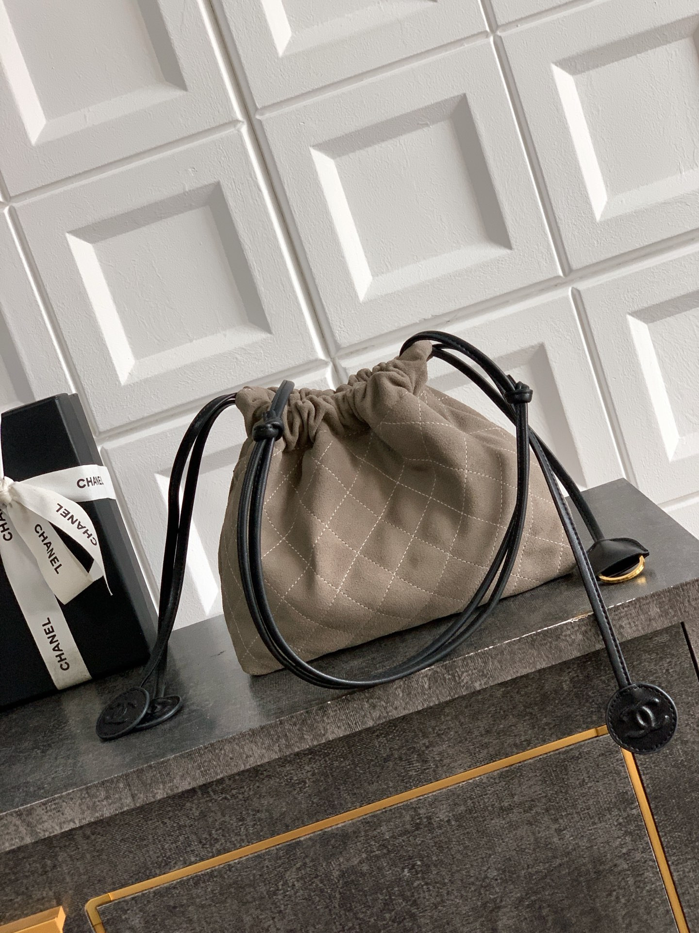 Ch**el clutch with leather strap ap5227 17x22x8cm
