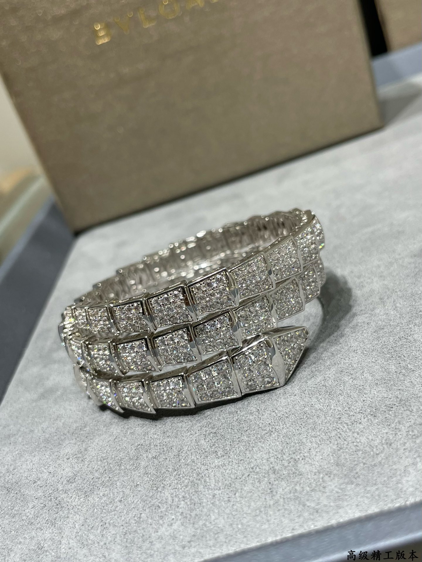 Bv1g*ai Wide version three circles full D1am0nd snake Bracelet