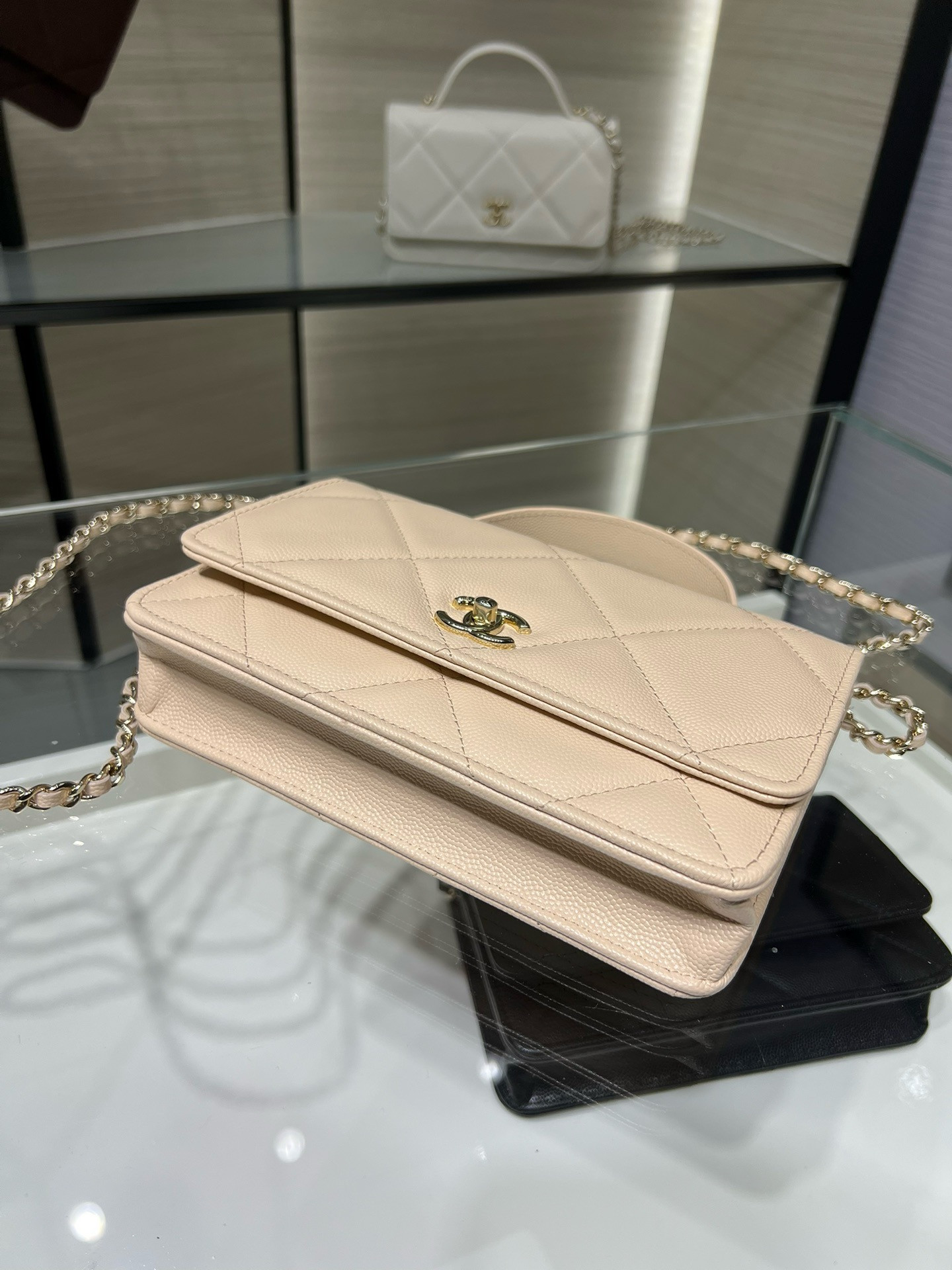 Ch**el flap bag with top handle 19x12x3.5cm